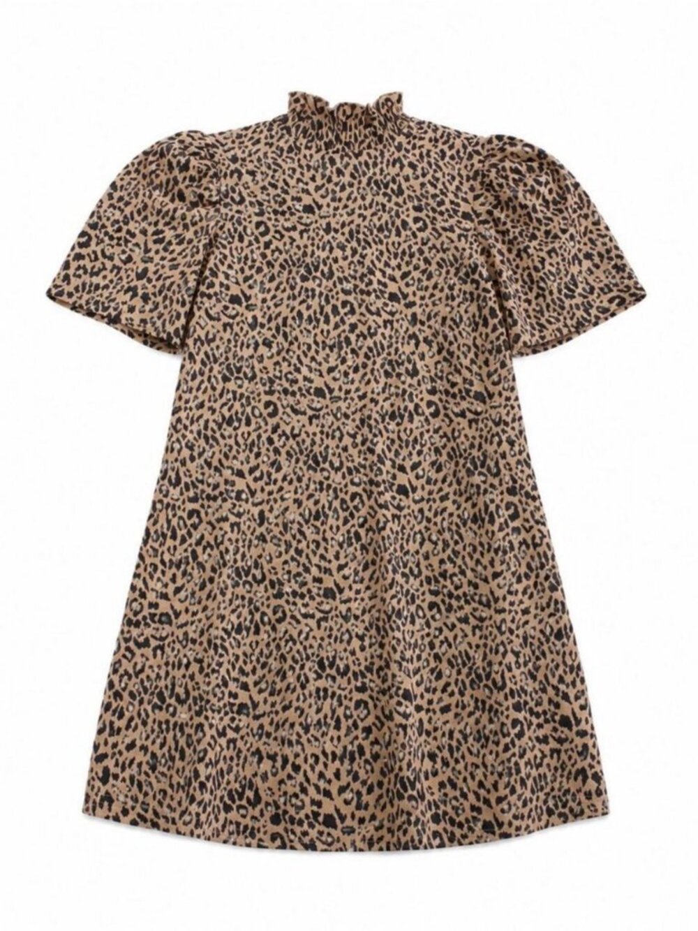 Leopard-Print Puff-Sleeve Shif